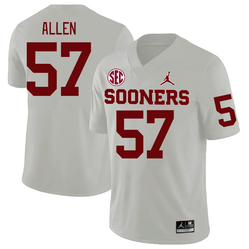 #57 Gunnar Allen Oklahoma Sooners 2024 SEC Conference College Football Jerseys-White